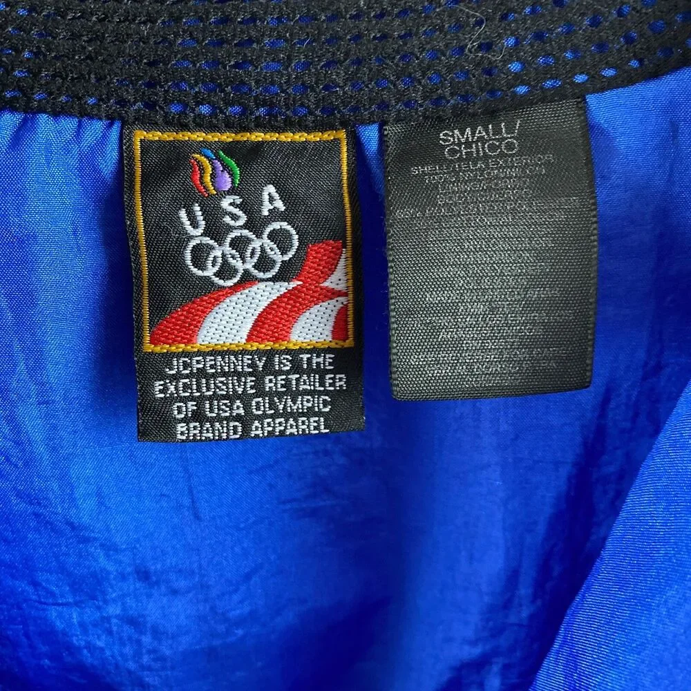 Vintage 90s USA Olympics Blue Windbreaker Jacket Size S